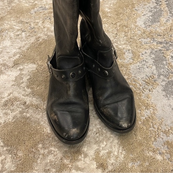 Golden Goose Black Distressed Studded
Buckle Knee High Riding Boots Size 36 - Picture 12 of 13